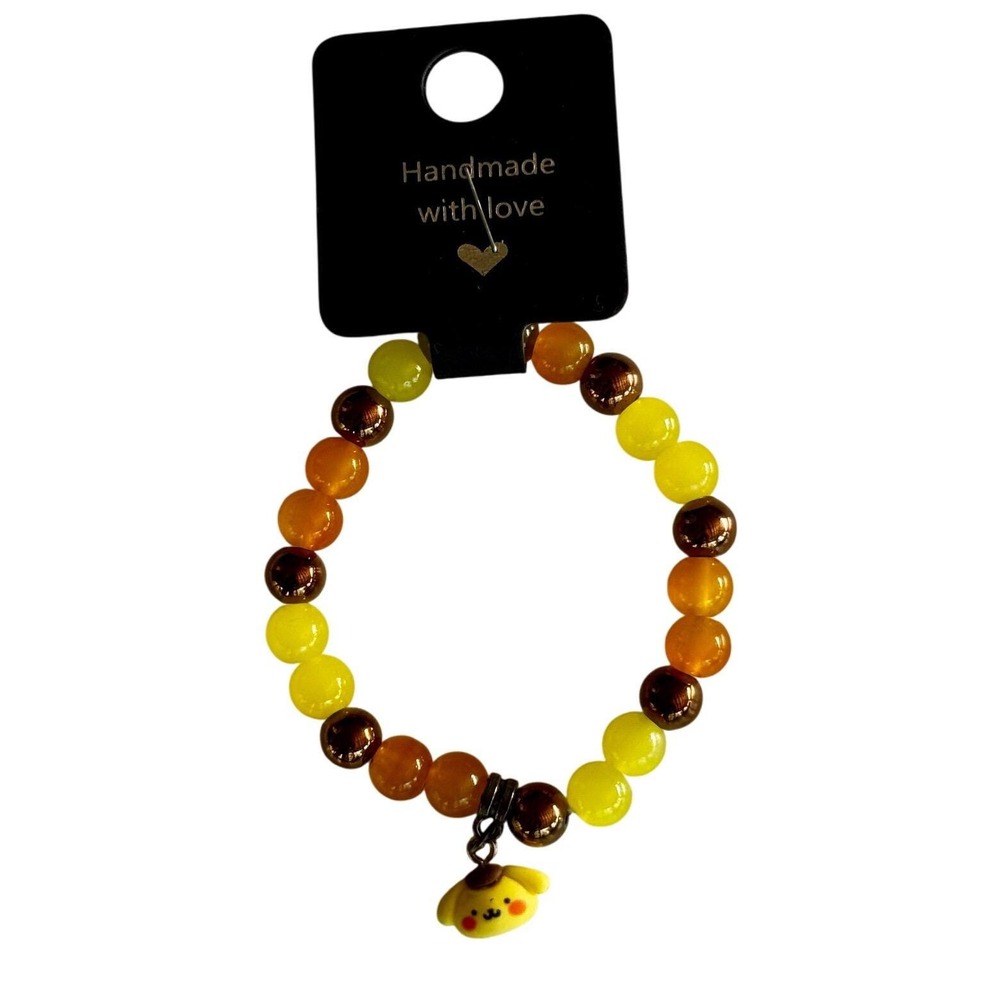 Handmade Beaded Charm Bracelet Pompompurin Sanrio‎ Cute Yellow